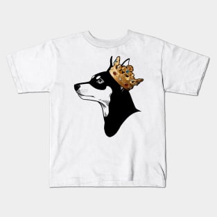 Miniature Pinscher Dog King Queen Wearing Crown Kids T-Shirt